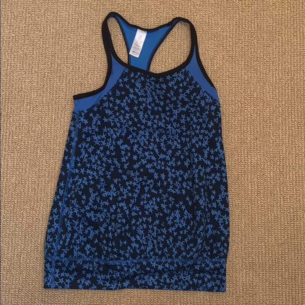 Blue and black Ivivva tank top with bra built in